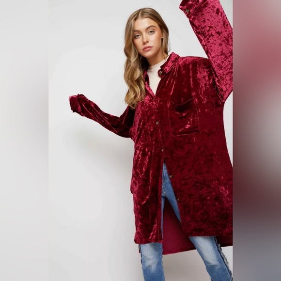 💫 Crushed Velvet Shirt Dress - Picture 3 of 11